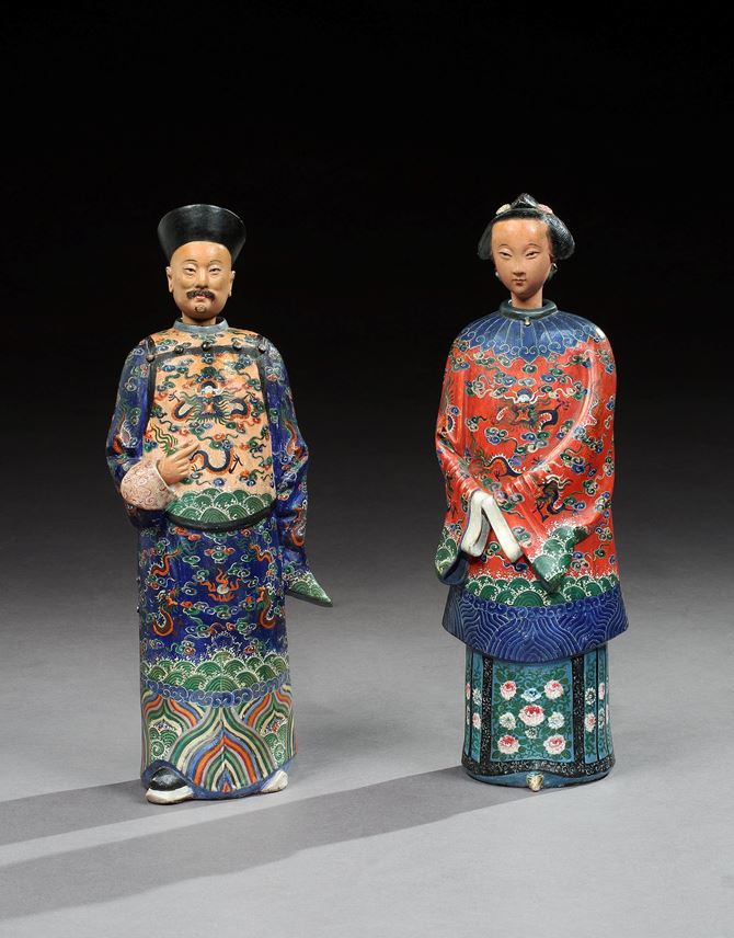 A pair of Chinese export clay nodding figures | MasterArt